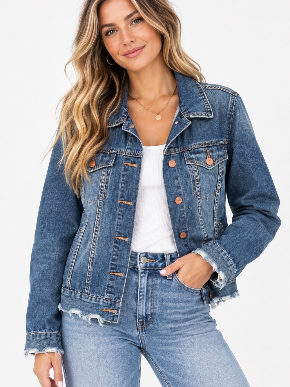 Dear John distressed Classic Blue Denim Jacket - Women